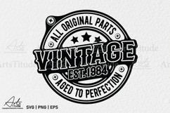 VINTAGE 1984 SVG, Funny Birthday SVG PNG, Garage Style Product Image 1