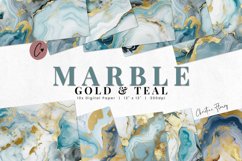 Gold and Teal Marble Digital Paper Product Image 1