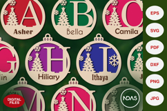 A to Z Alphabet Christmas Ornament SVG with Christmas Tree Product Image 1