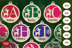 A to Z Alphabet Christmas Ornament SVG with Reindeer Product Image 2