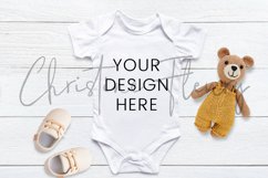 White Baby Bodysuit Mockup - Gender Neutral Product Image 3