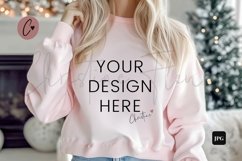 Pink Christmas Sweatshirt Mockup Product Image 1