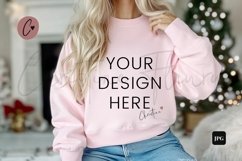 Pink Christmas Sweatshirt Mockup Product Image 1
