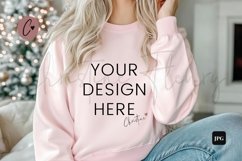 Pink Christmas Sweatshirt Mockup Product Image 1