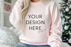 Pink Christmas Sweatshirt Mockup Product Image 1
