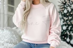 Pink Christmas Sweatshirt Mockup Product Image 3