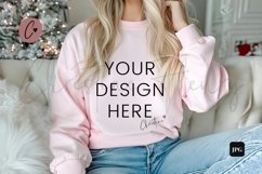 Pink Christmas Sweatshirt Mockup Product Image 1