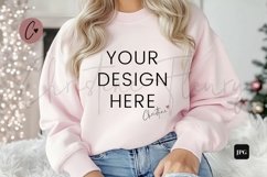 Pink Christmas Sweatshirt Mockup Product Image 1