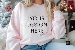 Pink Christmas Sweatshirt Mockup Product Image 1