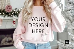 Pink Christmas Sweatshirt Mockup Product Image 1