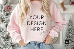 Pink Christmas Sweatshirt Mockup Product Image 1