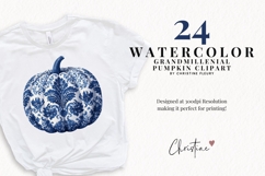 Blue Grandmillennial Pumpkin Clipart Bundle Product Image 2