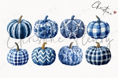 Blue Grandmillennial Pumpkin Clipart Bundle Product Image 4