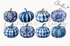 Blue Grandmillennial Pumpkin Clipart Bundle Product Image 5