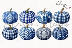 Blue Grandmillennial Pumpkin Clipart Bundle Product Image 6