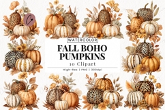 Fall Boho Pumpkin Clipart Bundle Product Image 1