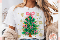 Preppy trendy brushstroke christmas tree coquette bow png Product Image 2