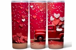 3D Valentine Vintage Truck Tumbler Bundle PNG | 20oz Skinny Product Image 5