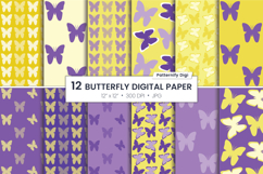Purple &amp; yellow butterfly digital paper Product Image 1
