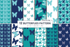 Navy Blue and Turquoise Butterflies Product Image 1
