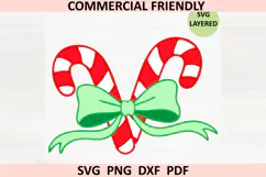 Christmas Coquette bow candycane svg,trendy Girly Christmas Product Image 2