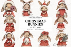 Christmas Bunny Clipart Bundle - 29 Elements Product Image 1