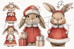 Christmas Bunny Clipart Bundle - 29 Elements Product Image 4