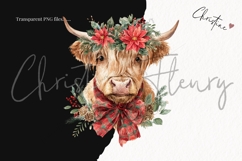 Christmas Highland Cow Clipart Bundle Product Image 2