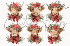 Christmas Highland Cow Clipart Bundle Product Image 3
