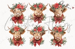 Christmas Highland Cow Clipart Bundle Product Image 4