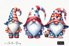 Watercolor 4th Of July Gnomes PNG Product Image 1