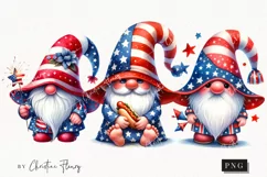 Watercolor 4th Of July Gnomes PNG Product Image 1