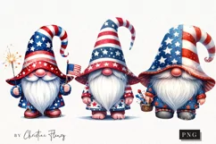 Watercolor 4th Of July Gnomes PNG Product Image 1