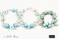 Watercolor Blue Easter Wreaths PNG | Spring PNG Product Image 1