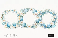 Watercolor Blue Easter Wreaths PNG | Spring PNG Product Image 1