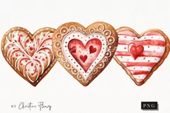 Watercolor Heart Cookies Clipart | Valentines Clipart Product Image 1