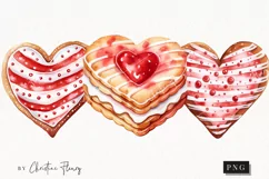 Watercolor Heart Cookies Clipart | Valentines Clipart Product Image 1