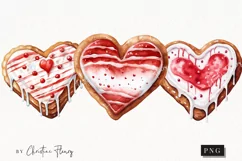 Watercolor Heart Cookies Clipart | Valentines Clipart Product Image 1