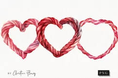 Watercolor Valentine Rope Heart PNG | Valentine's Day PNG Product Image 1