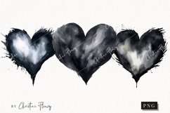 Watercolor Black Heart PNG | Valentine&#039;s Day Clipart Product Image 1