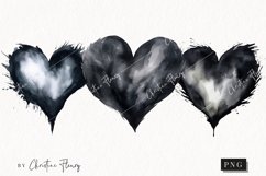 Watercolor Black Heart PNG | Valentine's Day Clipart Product Image 1