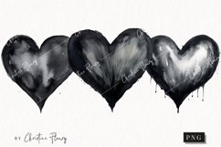 Watercolor Black Heart PNG | Valentine's Day Clipart Product Image 1