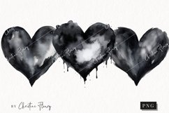 Watercolor Black Heart PNG | Valentine's Day Clipart Product Image 1