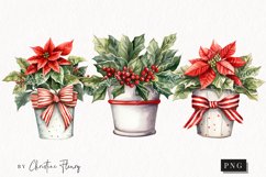 Watercolor Poinsettia Plant Clipart | Christmas Clipart Product Image 1