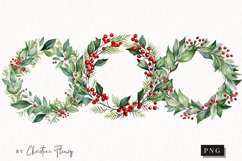 Watercolor Holly Wreaths Clipart | Christmas Clipart Product Image 1