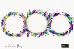 Watercolor Mardi Gras Wreaths PNG | Mardi Gras Clipart Product Image 1