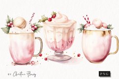 Watercolor Pink Eggnog Clipart | Christmas Clipart Product Image 1