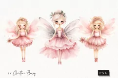 Watercolor Pink Fairies Clipart | Fairy Clipart Product Image 1