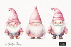 Watercolor Pink Gnomes Clipart | Christmas Clipart Product Image 1