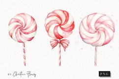 Watercolor Pink Festive Lollies Clipart | Christmas Clipart Product Image 1